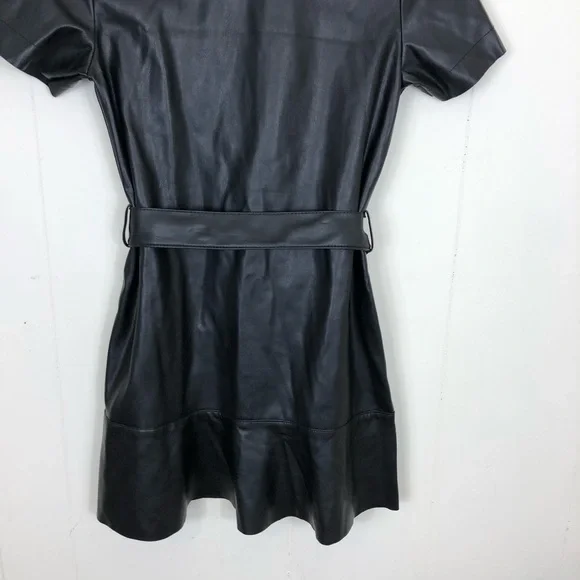 Miss Selfridge Faux Leather Shirt Dress Sz 2P - Picture 9 of 10